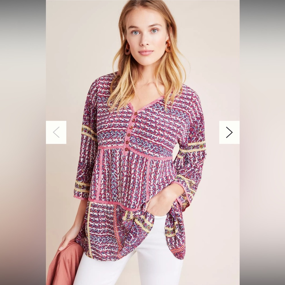 Maeve by Anthropologie, Lyliana Tiered Tunic Blouse